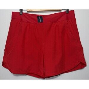 Lands End WOMENS 14 Quick Dry Pull On Swim Shorts Red Pockets Modest